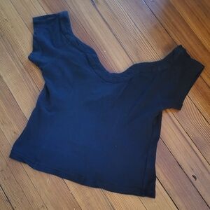 Free People Black Off Shoulder Crop Top